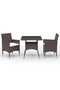3 Piece Garden Dining Set Brown Poly Rattan and Glass