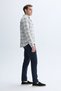 Men's Ecru Plaid Regular Fit Long Sleeve Shirt - 2