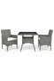 3 Piece Garden Dining Set Grey Poly Rattan and Glass