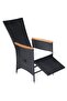 7 Piece Garden Dining Set Poly Rattan Black - 8