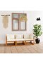 3-Seater Garden Sofa with Cushion Cream Solid Acacia Wood