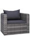 6 Piece Garden Sofa Set with Cushions & Pillows Poly Rattan Grey - 2