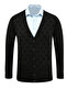 Men's Buttoned Black Cardigan with Pockets, Crinkled Steel Knit, Classic Fit - 5215m - 2