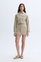 Women's Dark Beige Embroidered Buttoned Mini Skirt
