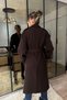 Bitter Brown Belted New Season Lined Premium Quality Comfortable Fit Women's Cashmere Coat - 3