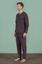 Men's Coffee V-Neck Long Sleeve Pajama Set C2T3N91 - 4