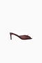 Sadie 65 Burgundy Tulle-Satin Pearl Detailed, Handmade Elegant Mule Sandals