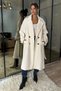 Ecru Belted New Season Lined Premium Quality Comfortable Fit Women's Cashmere Coat