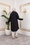 Women's Hooded Knitted Quilted Fabric Buttoned Black Cap - 6