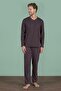 Men's Coffee V-Neck Long Sleeve Pajama Set C2T3N91