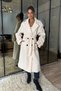 Ecru Belted New Season Lined Premium Quality Comfortable Fit Women's Cashmere Coat - 2