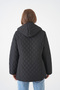 Leopard Printed Li Quilted Women's Coat Plus Size Hooded with Zipper and Snap Fasteners - 8
