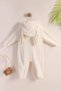 White Knitted Baby Boy Hooded Long Jumpsuit - 6
