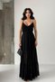Black Strap Back Detailed Chiffon Dress