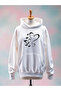 Printed Cotton 3 Thread Oversized White Sweatshirt