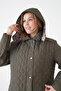 Leopard Printed Li Quilted Women's Coat Plus Size Hooded with Zipper and Snap Fasteners - 3