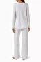 Cotton-Silk Luxury Long Sleeve Pajama Set White Elegant Design