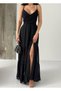 Black Strap Back Detailed Chiffon Dress - 2