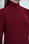 Dora Women's Maxi Length Turtleneck Sandy Dress-Burgundy - 4