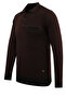 Men's Plus Size Polo Neck Burgundy Sweater with Pockets Patterned Steel Knit Classic Fit - 5208Fb - 3