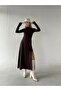 Long Sleeve Deep V-Neck Midi Dress