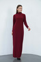 Dora Women's Maxi Length Turtleneck Sandy Dress-Burgundy - 7