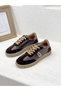 25K-055-7122 Genuine Leather with Metal Logo Detail Flat Sole Sneaker Sports Shoes for Women