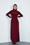 Dora Women's Maxi Length Turtleneck Sandy Dress-Burgundy - 6