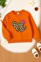 3 Yarn Combed Cotton Heart Leopard Printed Unisex Children's Sweat