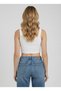 Women's Corded Fabric Thick Strap Crop Top Bustier Basic Undershirt - 3