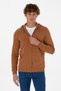 Men's Regular Fit Zippered Hooded Camel Knitted Cardigan 50313719-Vr233 - 3