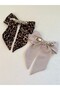 Leopard and Mink Colored 2-Piece Bow Tie Set – Satin and Engob Fabric - 4