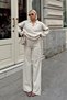 Women's Polo Neck Oversize Sweater-Pants Knit Women's Bottom-Top Set - 2