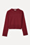 Women's Burgundy Loose Fit Crew Neck Sweater - 4