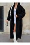 Shawl Collar Folded Wide Long Sleeve Self Textured Thick Full Length Knitwear Cardigan Winter Comfortable - 5