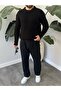 Men's Oversized Lightweight Loose Knitwear Self-Striped Crew Neck Knitted Sweater - 4