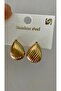 Damla Model Striped Vip Steel Gold Earrings - 2