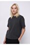 Regular Fit Round Neck Plain Women's Gray Short Sleeve T-Shirt