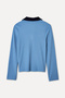Women's Blue Polo Collar Long Sleeve Blouse - 2