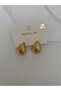 Damla Model Striped Vip Steel Gold Earrings - 5