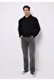 Regular Fit Mid Waist Straight Leg Men's Black Jean Trousers