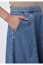 Regular Fit Straight Zippered Women's Blue Skirt - 5