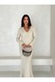 Long Sleeve Pocketed Button Detail Women's Knitwear Long Skirt Suit - 5