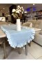 100% Cotton Fishtail Frilled Oval Runner Duck Linen (40X110) - 3