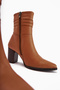 Tamina Genuine Leather Tan Pointed Toe Heeled Women's Boots - 3