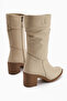 Sahara Genuine Leather Beige Bellows Zippered Women's Boots - 5
