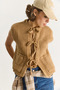 Women's Camel Front Tie Pocket Detailed Knitwear Vest 9042 60283575 - 3