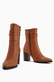 Tamina Genuine Leather Tan Pointed Toe Heeled Women's Boots - 7