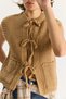 Women's Camel Front Tie Pocket Detailed Knitwear Vest 9042 60283575 - 5