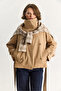 Women's Camel Stand Collar Belt Detailed Lined Oversize Short Trench Coat 26-004 60283556 - 2